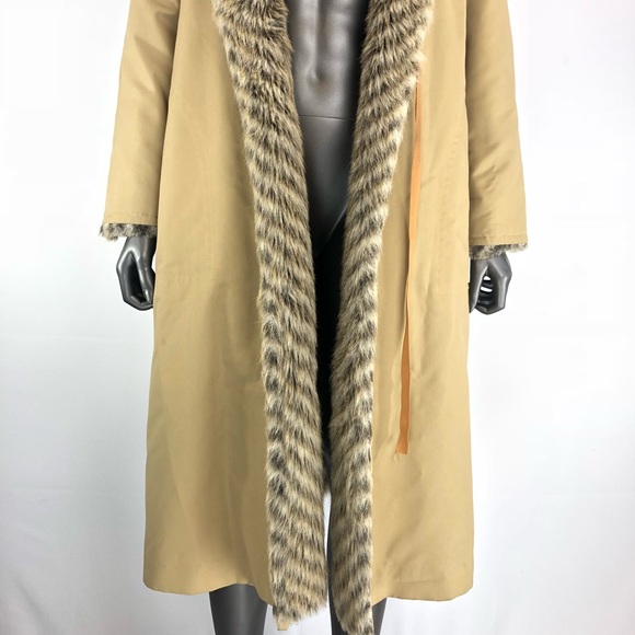 Fur Hooded Trench Coat by Bonnie Cashin Rare Vtg - Picture 2 of 8